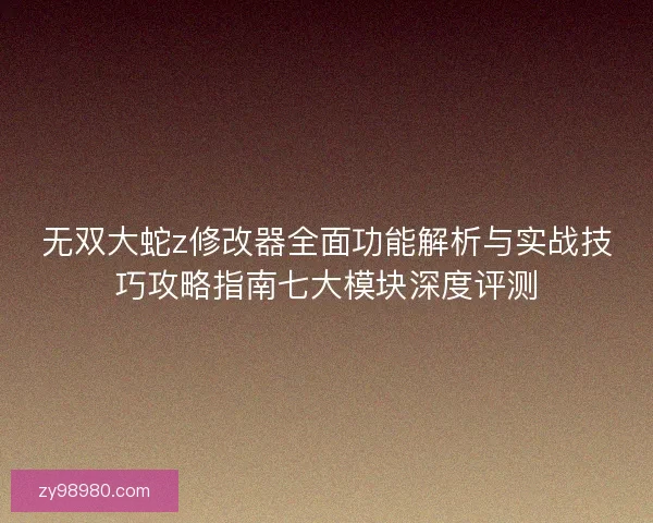 无双大蛇z修改器全面功能解析与实战技巧攻略指南七大模块深度评测
