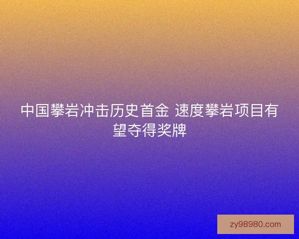 中国攀岩冲击历史首金 速度攀岩项目有望夺得奖牌