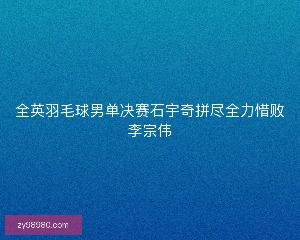 全英羽毛球男单决赛石宇奇拼尽全力惜败李宗伟